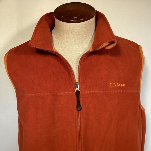 L.L. Bean Zip Up Fleece Vest Men’s size Large Burnt Orange - Picture 2 of 11
